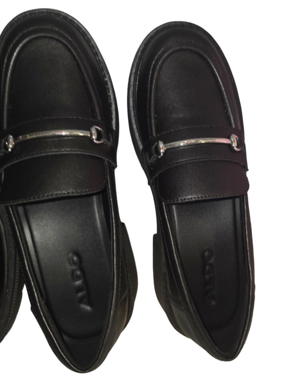 ALDO Brixtonn Chain Lug Loafers Shoe Women's Black Chunky Platform Size 7.5 Edgy